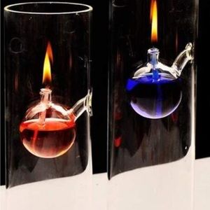 Wolfard oil lamp 12” mouth blown glass beveled bent glass on the bottom 1970’s